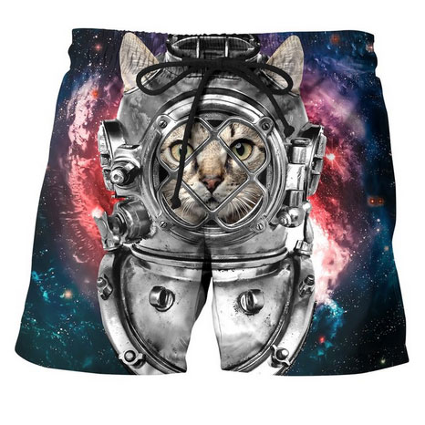 Pánske plavkové šortky Mačka astronaut